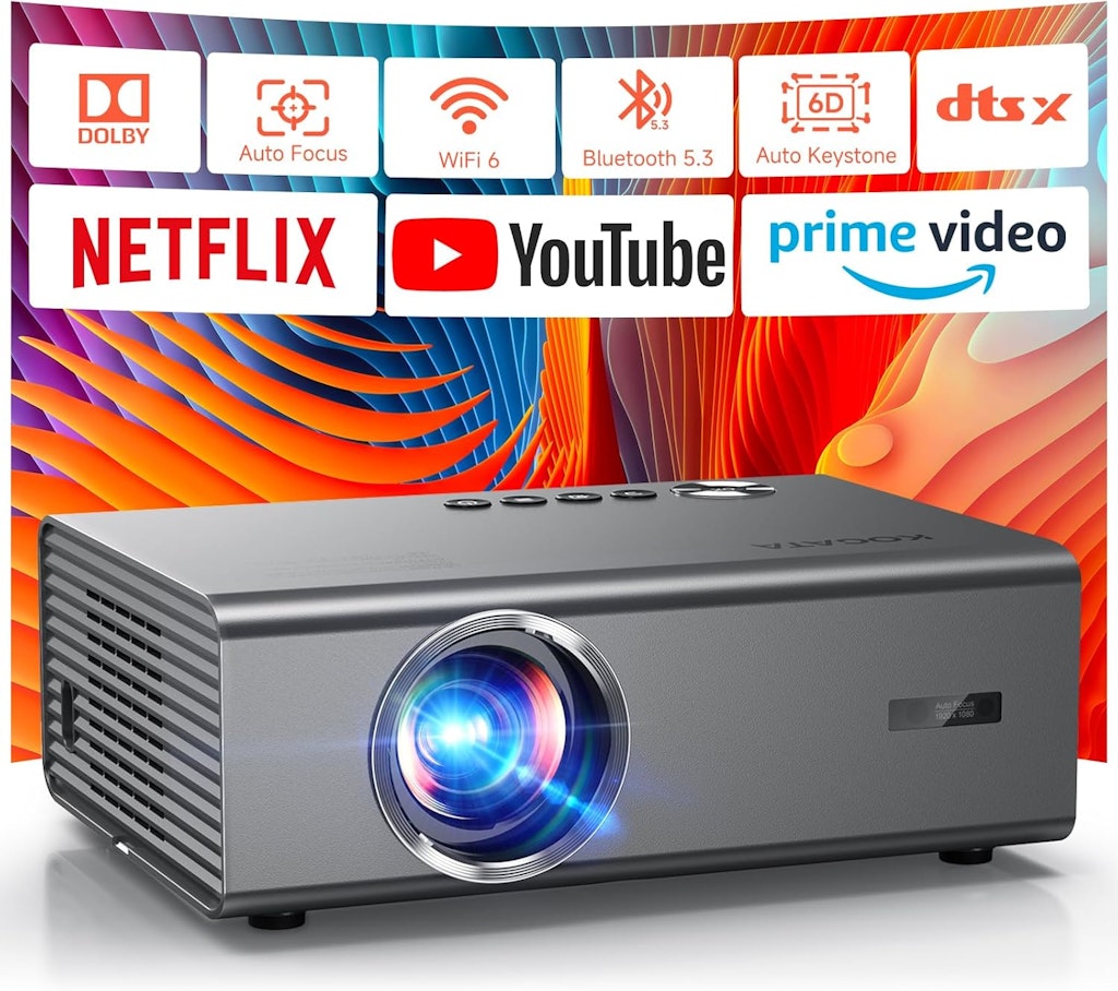 Kogata Smart Projector with WiFi 6 & Bluetooth: $99.99