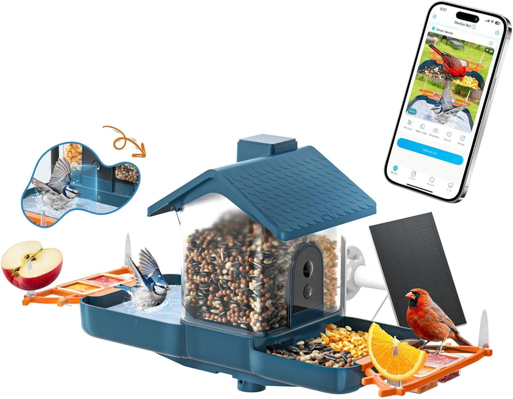 Bird Feeder with Dual-Lens Camera and Bath: $39.99 Bird Feeder with Dual-Lens Camera and Bath: $39.99