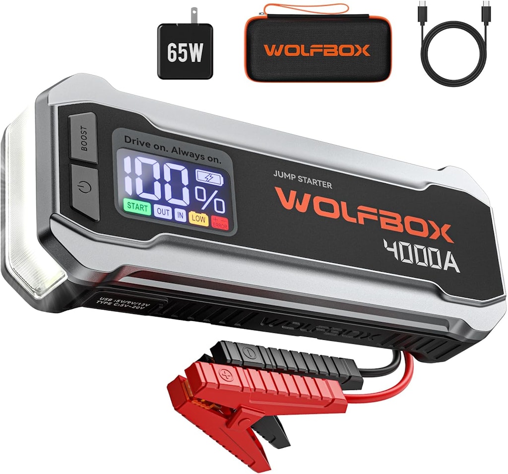 Wolfbox 4,000A 24,000mAh Car Jump Starter: $64.79