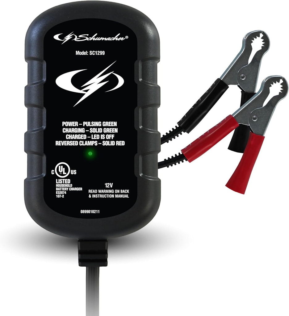 Schumacher 0.8A Car Battery Charger and Maintainer: $13