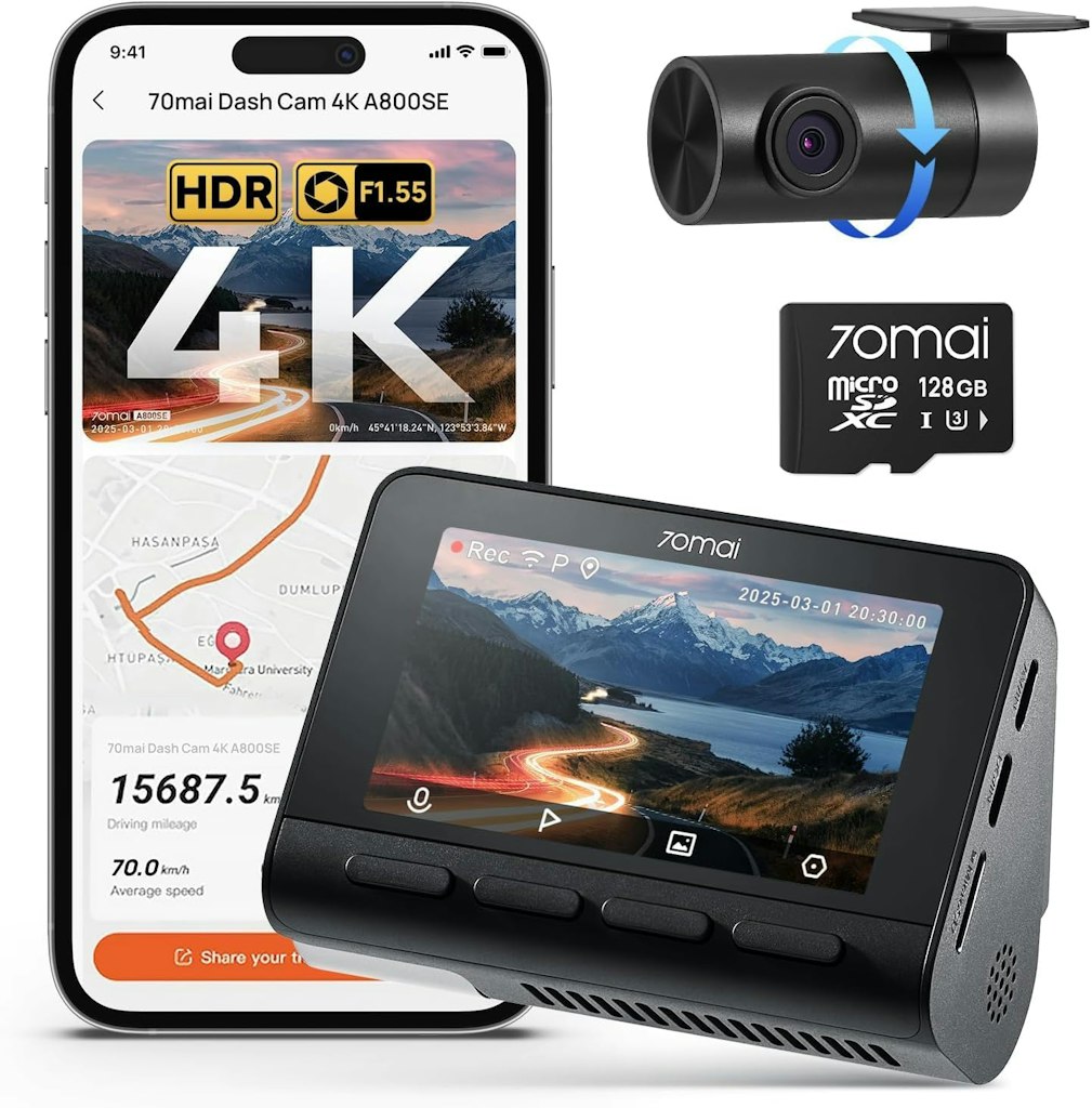 70mai A800S 4K Dual Dash Cam: $89.98