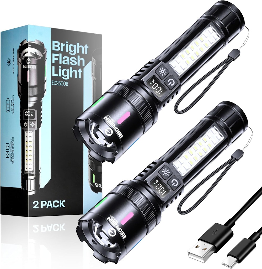 Esgreen LED Rechargeable Flashlights 2-Pack: $11.96