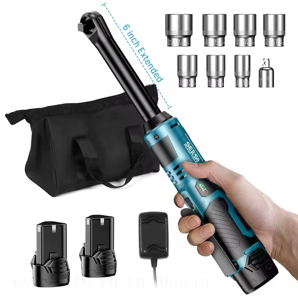 Seesii 3/8" Extended Cordless Electric Ratchet Wrench: $40