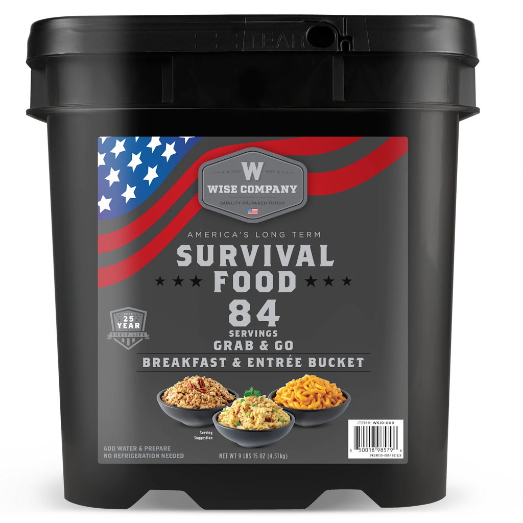 ReadyWise 84-Serving Breakfast & Entrée Emergency Food Bucket: $60