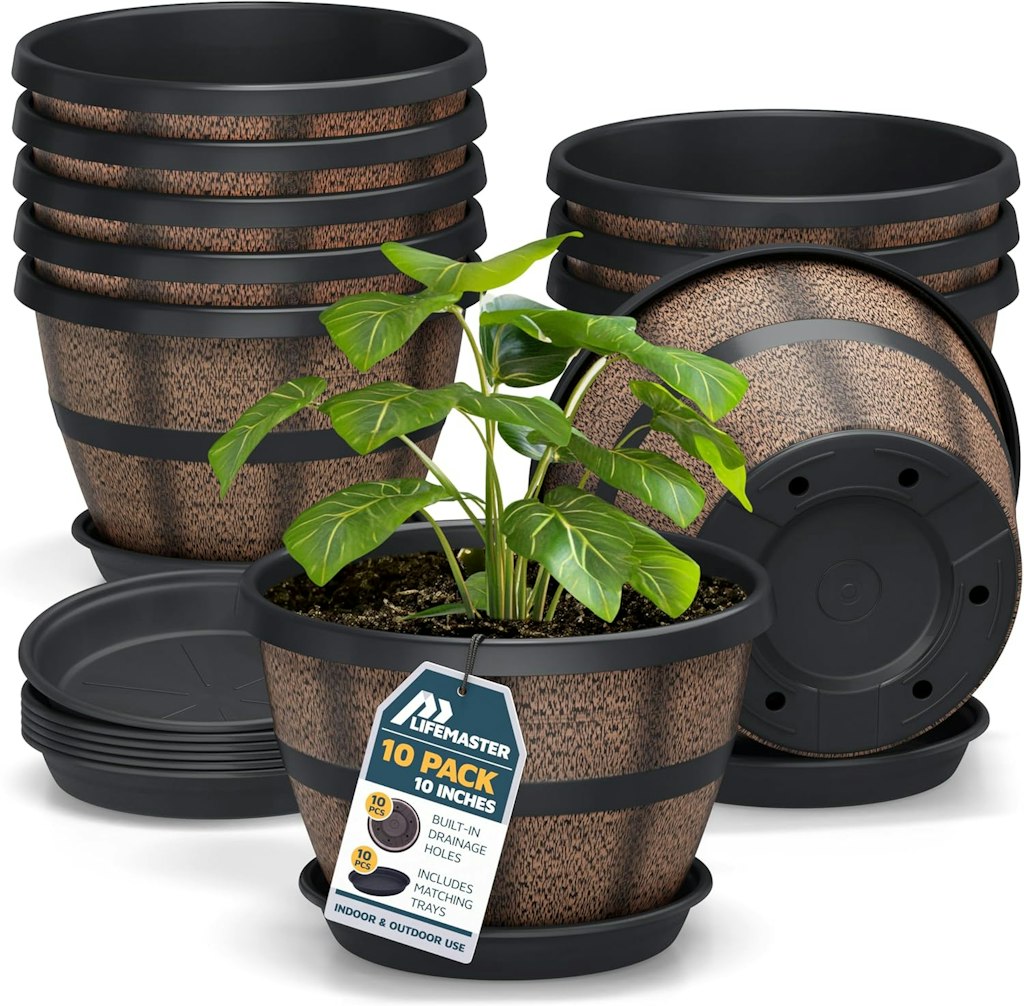 10" Whiskey Barrel Planter 10-Pack: $32