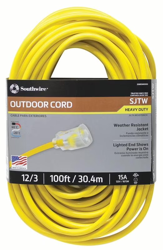 Southwire 100-Foot 15A SJTW Electrical Extension Cord: $57