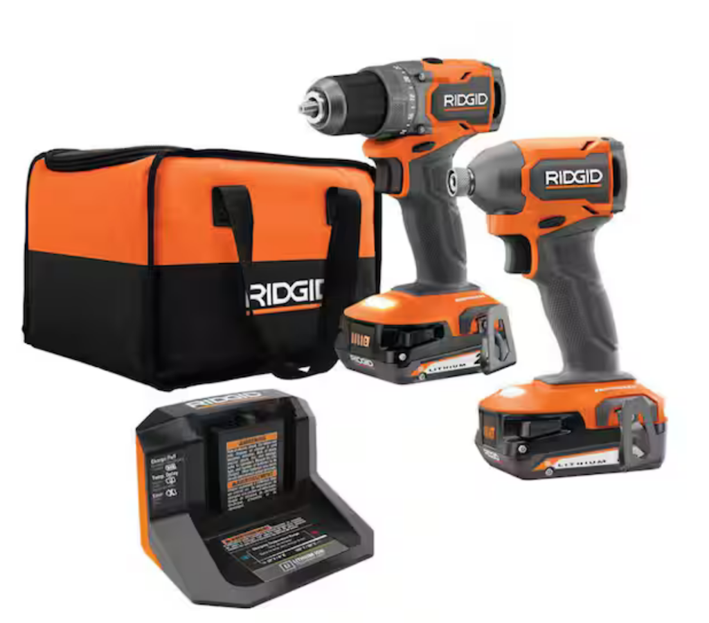 Ridgid 18V Subcompact Brushless Cordless 2-Tool Combo Impact Wrench Kit: $119