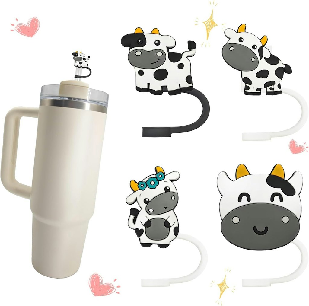 Lubnyso Silicone Cow Straw Cover 4-Pack: $3.90