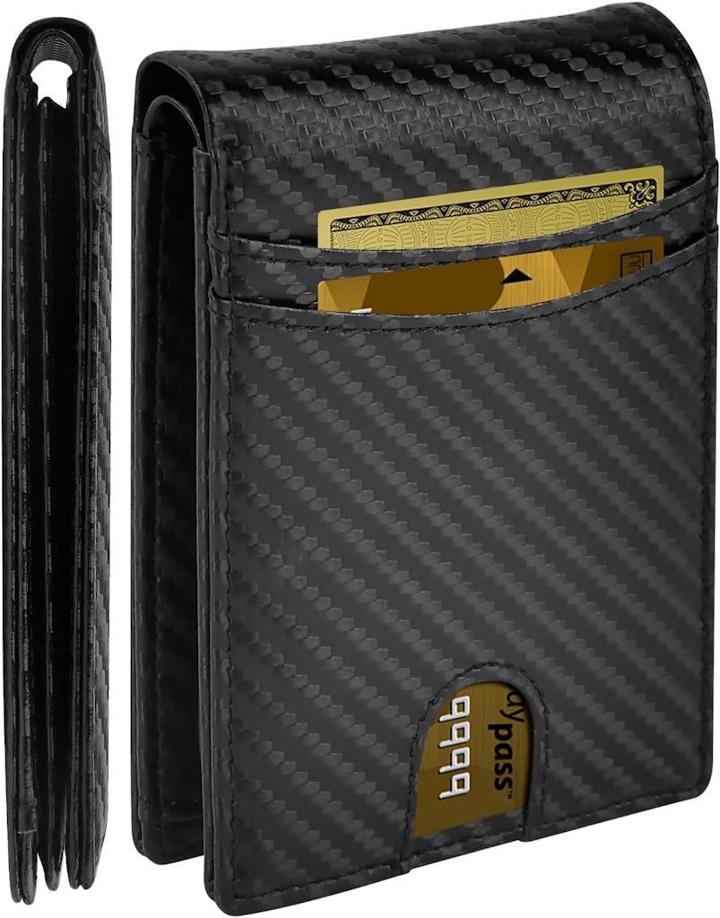 RFID Blocking Slim Leather Bifold Credit Card Holder: $2.49