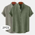 2-Piece Men's Cotton Linen Shirt for 2 for $12 + $9 shipping