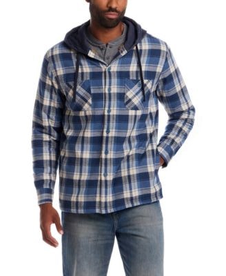 Weatherproof Vintage Men's Sherpa Lined Flannel Hooded Shirt Jacket: $19