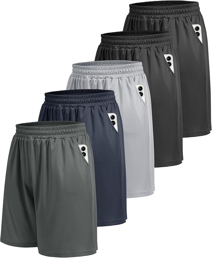  Men's Athletic Gym Shorts 5-Pack (L only) : $20