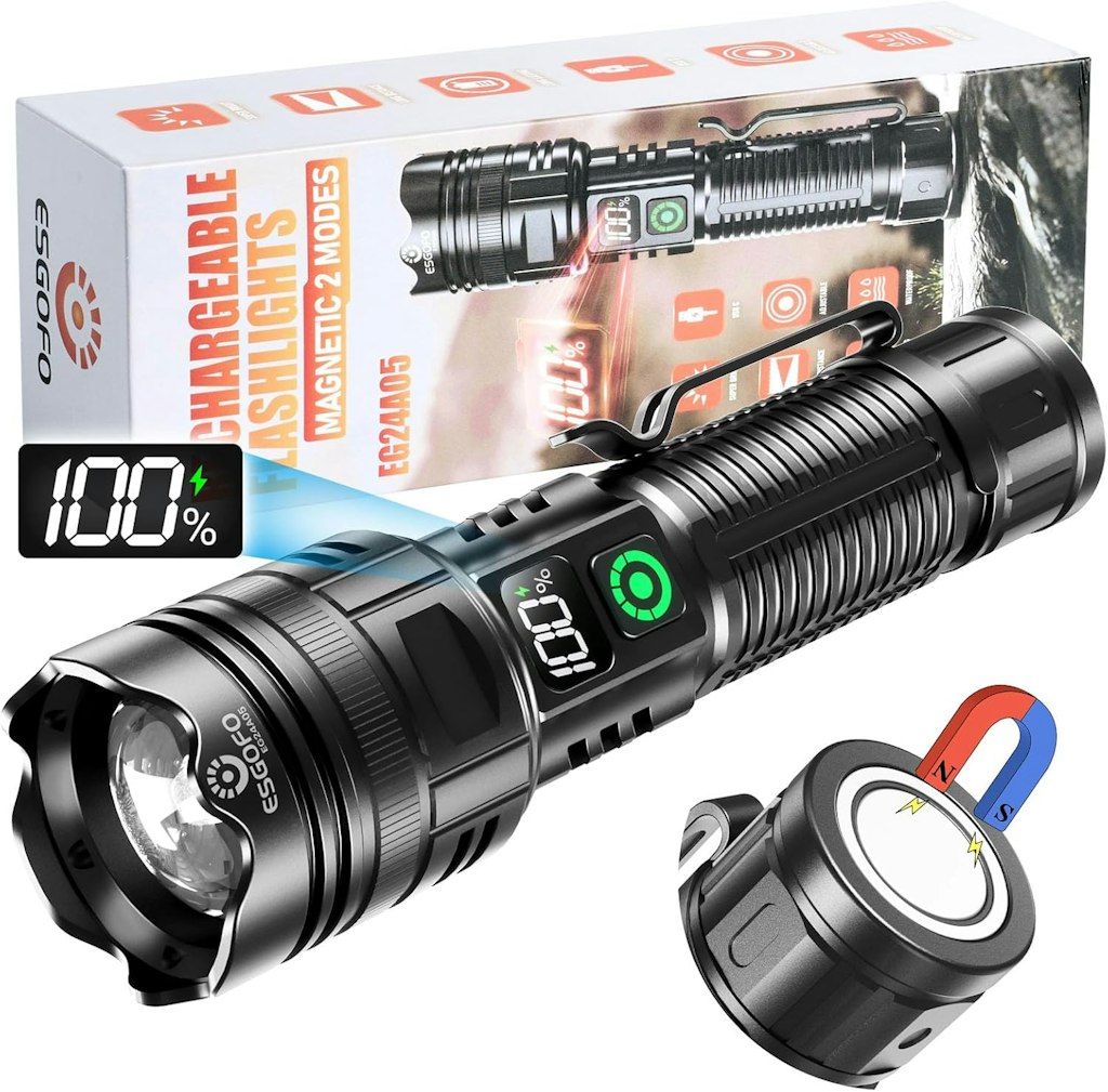 Esgofo Rechargeable Magnetic LED Flashlight: $10.79 Esgofo Rechargeable Magnetic LED Flashlight: $10.79