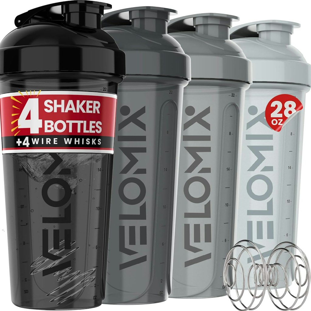 Velomix 28-oz. Protein Shaker Bottle 4-Pack: $9.99