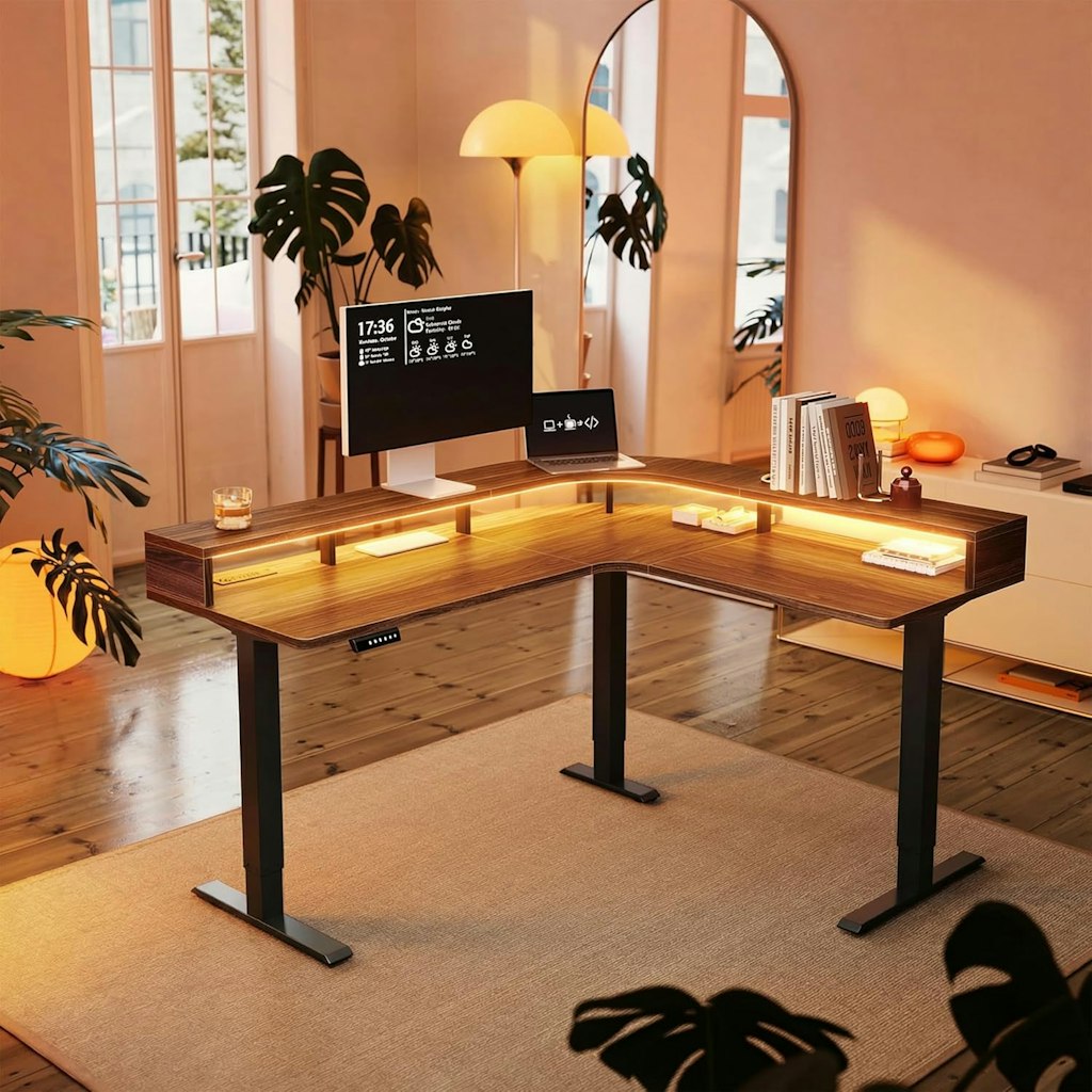 Huanuo 63" x 55"  L Shaped Electric Standing Desk: $198.39