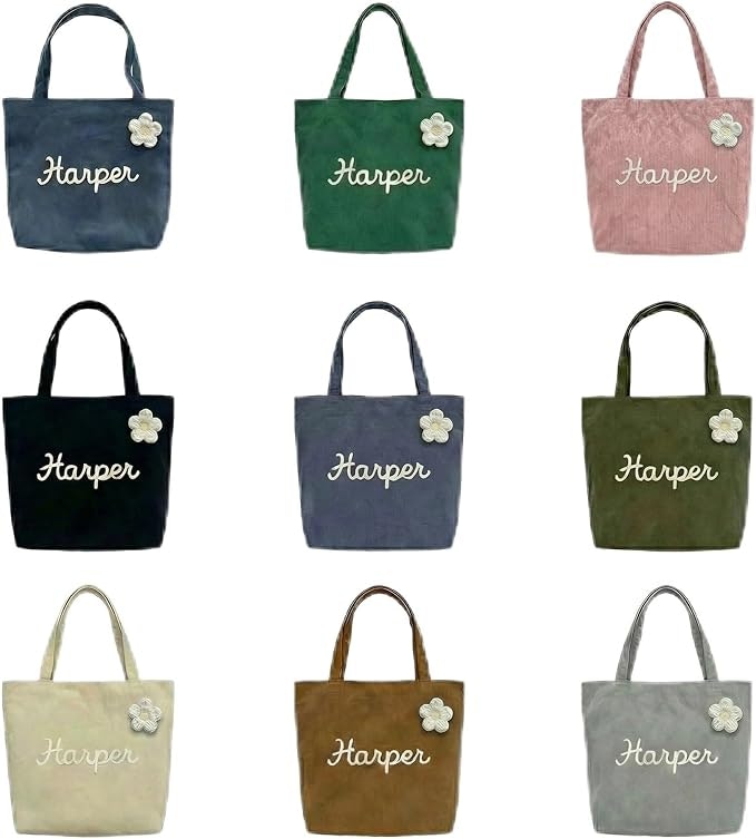 Personalized Corduroy Tote Bag for Women: $17.29