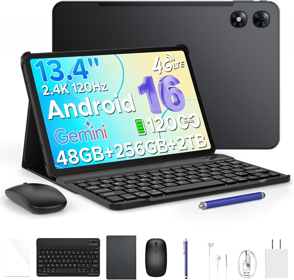 Pockam P13 Pro 13.4" Android 16 Tablet with Keyboard: $206.99