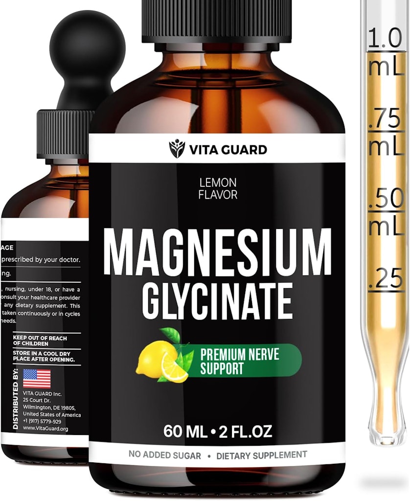 Vita Guard Magnesium Glycinate 500mg Liquid Drops High-Absorption Liquid Magnesium: $11.48