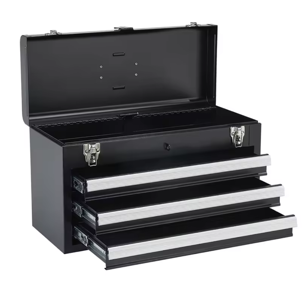 SucceBuy 20" 3-Drawer Metal Tool Box: $39