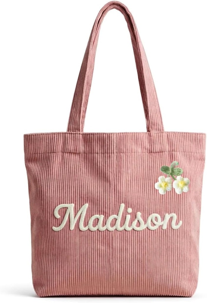 Personalized Embroidered Corduroy Tote Bag: $18.00