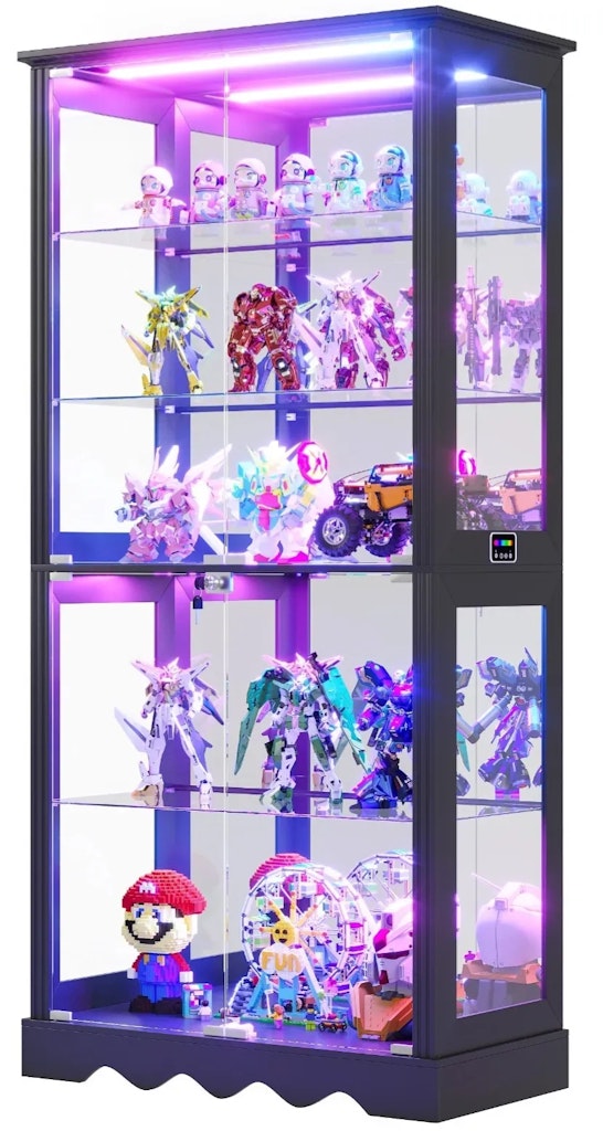 Glass Display Cabinet w/ RGB Lights: $178