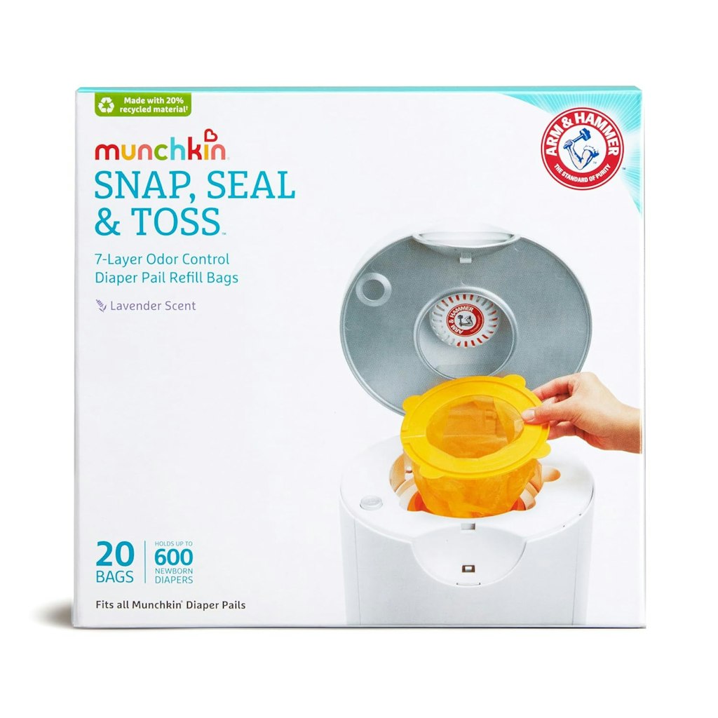 Munchkin Arm & Hammer 20-Count Diaper Pail Snap Seal & Toss Refill Bags: $14