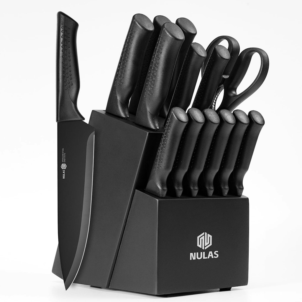 Nulas 15-Piece Self-Sharpening Knife Set w/ Block: $29.99
