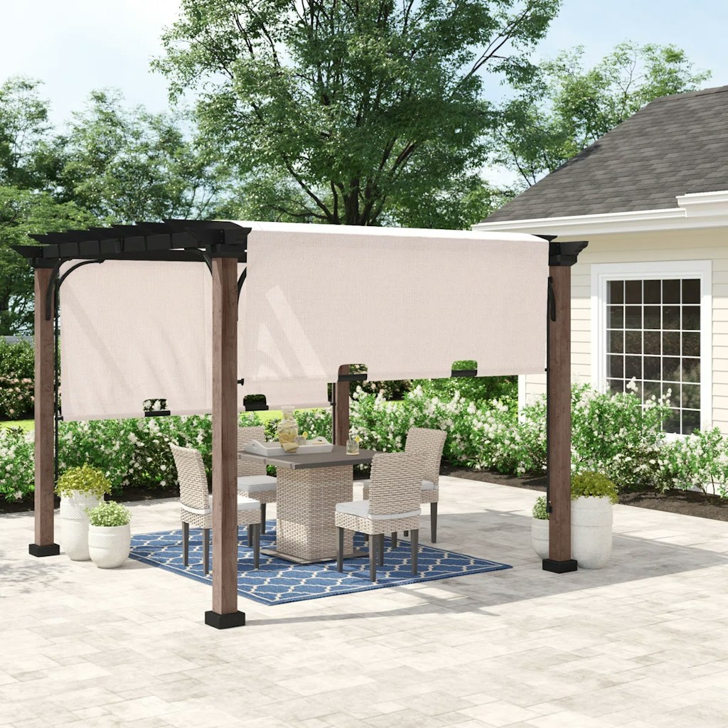 Sunjoy Mesquiter 11-Foot Outdoor Pergola w/ Retractable Canopy: $814.35
