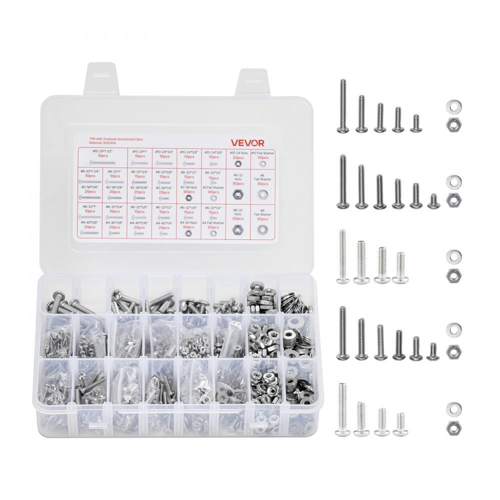 Vevor 1,110-Piece Stainless Steel Bolt and Nut Set: $22.70