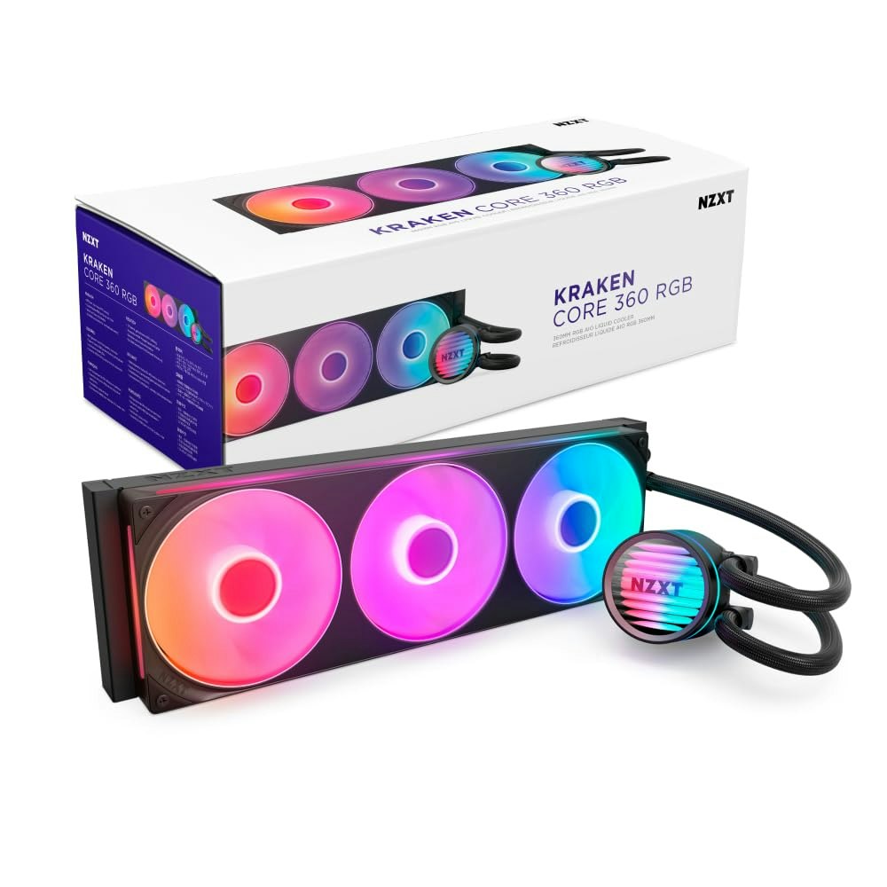NZXT Kraken Core 360 RGB AIO CPU Liquid Cooler: $90