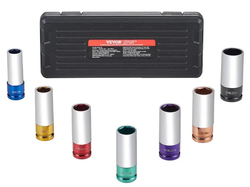 Vevor 7-Piece Lug Nut Impact Socket Set: $24