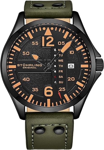 Stuhrling Men's Original Leather Aviation Watch: $80