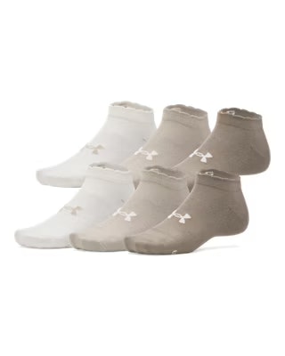 Under Armour Men's/ Women's UA Essential Low Cut Socks 6-Pack: $8