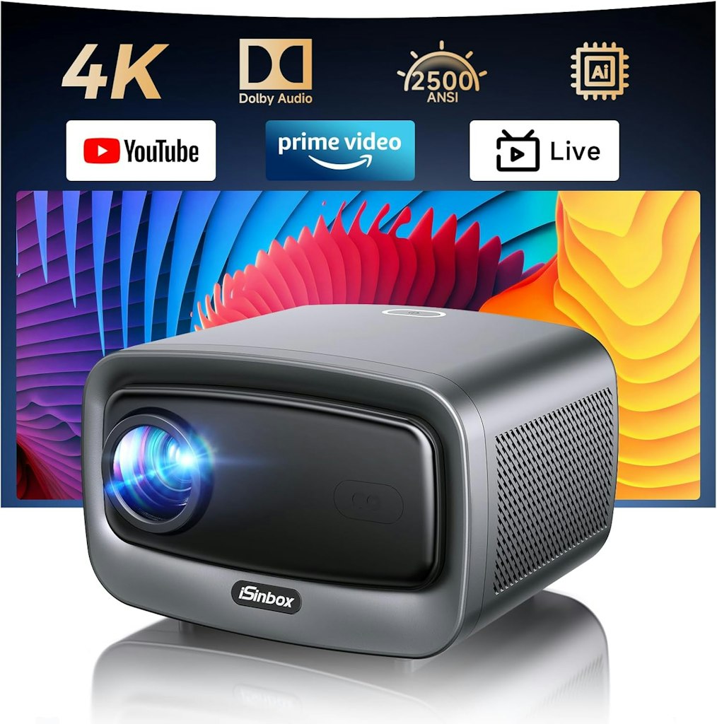 iSinbox 1800 ANSI 4K Smart Projector: $129.99