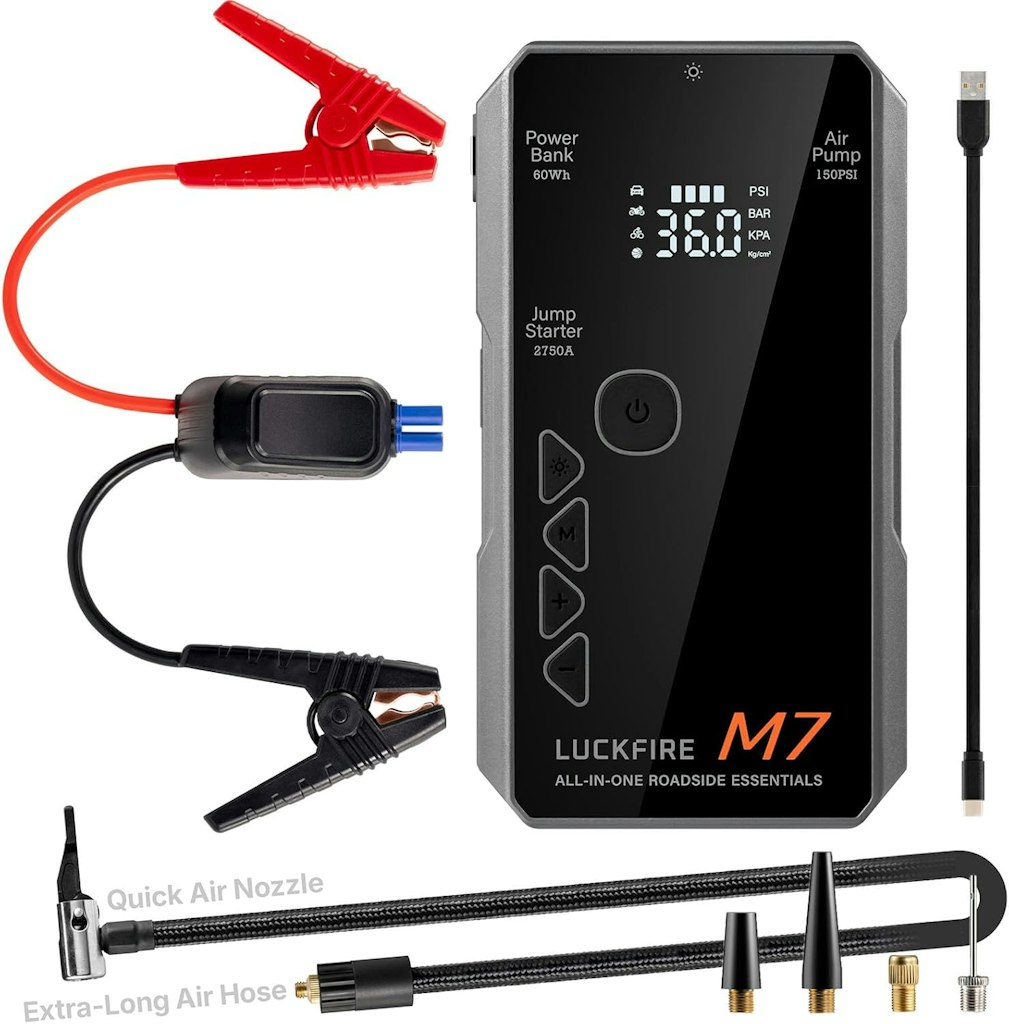 Luckfire M7 Smart Car Jump Starter with Air Compressor: $119.99