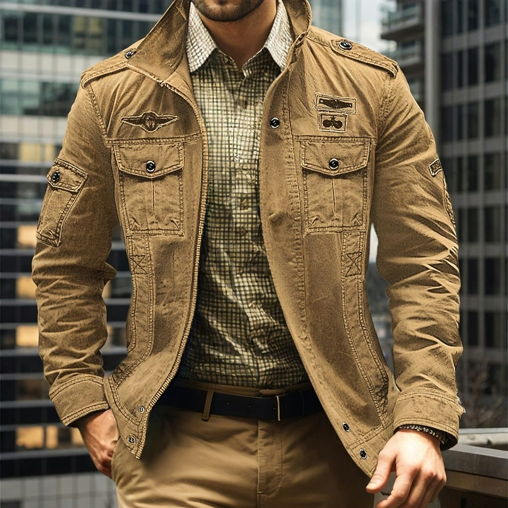 Men's Casual Multi-Pocket Military Style Jacket: $18