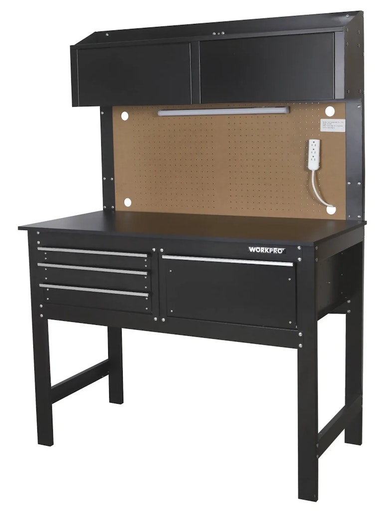 WorkPro 2-in-1 48" Workbench and Cabinet Combo with Light: $145