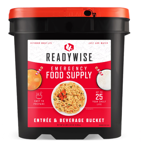 ReadyWise 120-Serving Entreé & Beverage Emergency Food Bucket: $74