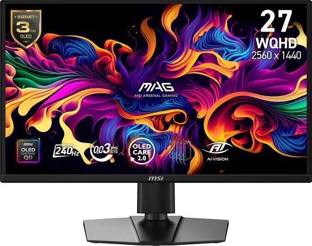 MSI MAG 272QP QD-OLED X24 27" WQHD 240Hz Gaming Monitor: $400