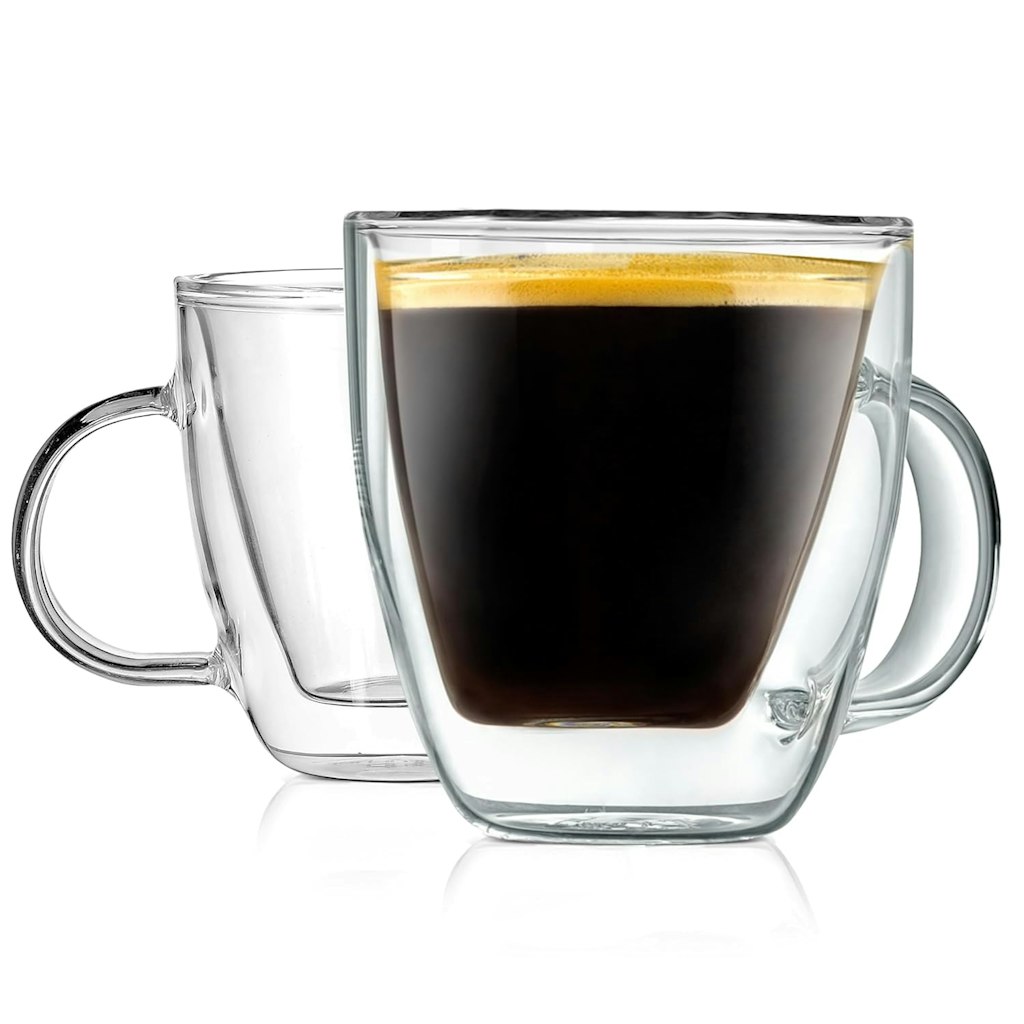 NutriChef 5.2-oz Double-Walled Glass Coffee Mug Set: $8.99