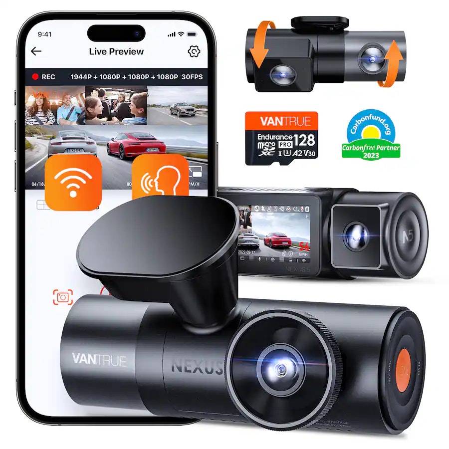 Vantrue N5 4-Channel Dash Cam with 128GB MicroSD Card: $279.99
