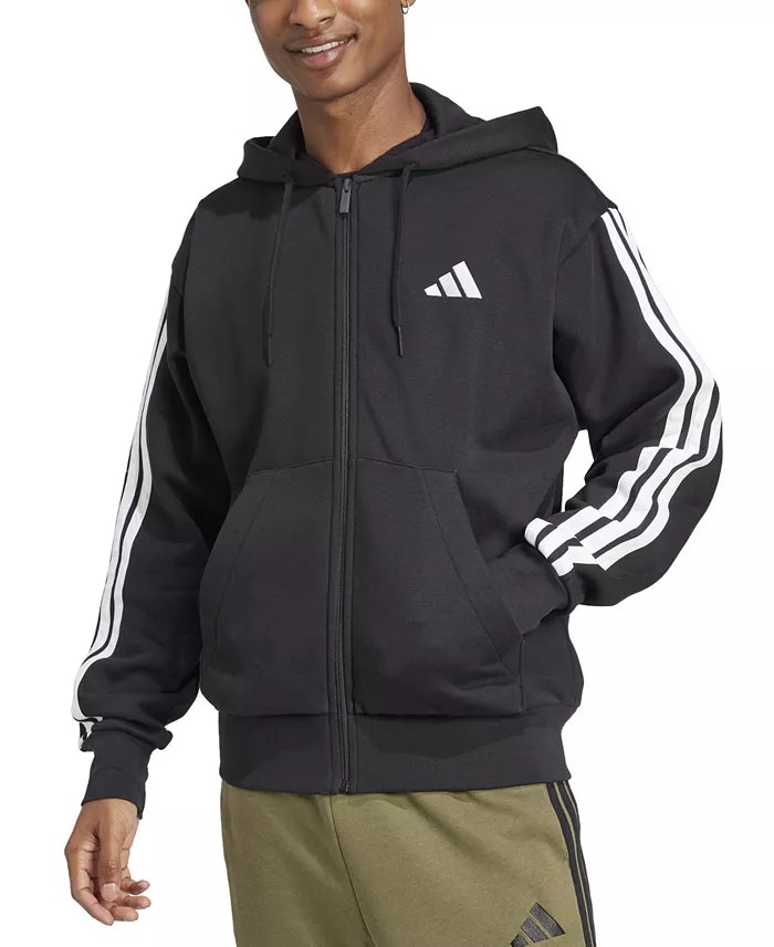 adidas Men's 3-Stripes Full-Zip Fleece Hoodie: $39