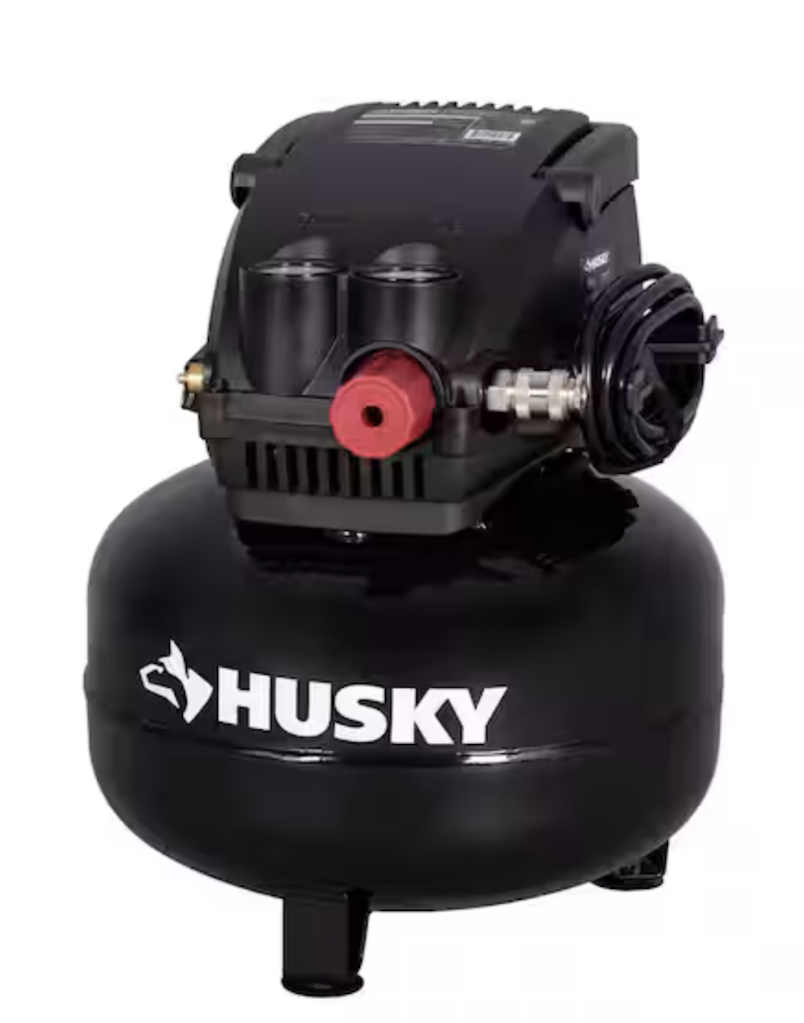 Husky 3-Gallon 120 PSI Portable Electric Oil-Free Light Duty Pancake Air Compressor : $34