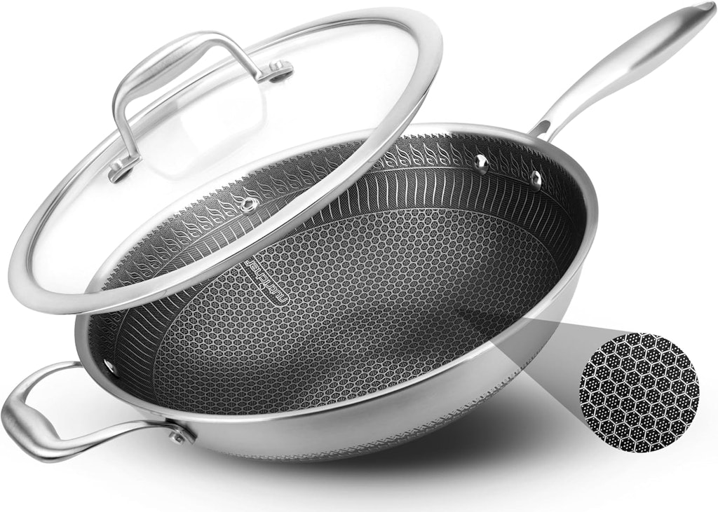 NutriChef 12" Stainless Steel Induction Ready Wok: $44