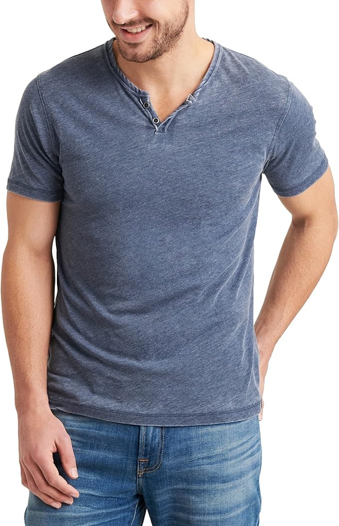 Lucky Brand Men's Venice Burnout Notch Neck Tee Shirt: $21