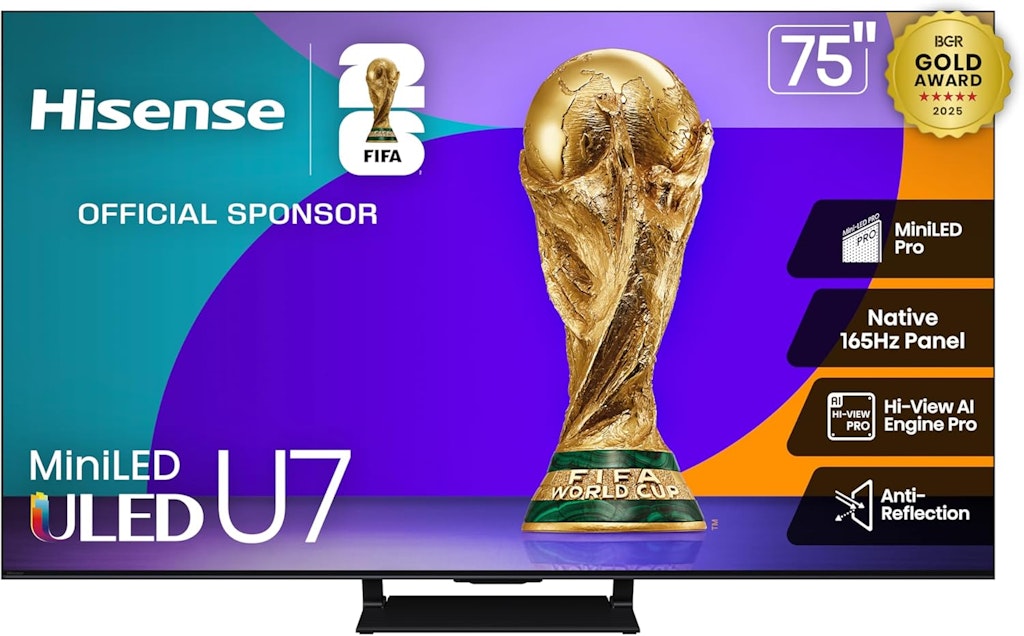 Hisense 75U75QG 75" 4K UHD Mini LED ULED Smart TV (2025): $900