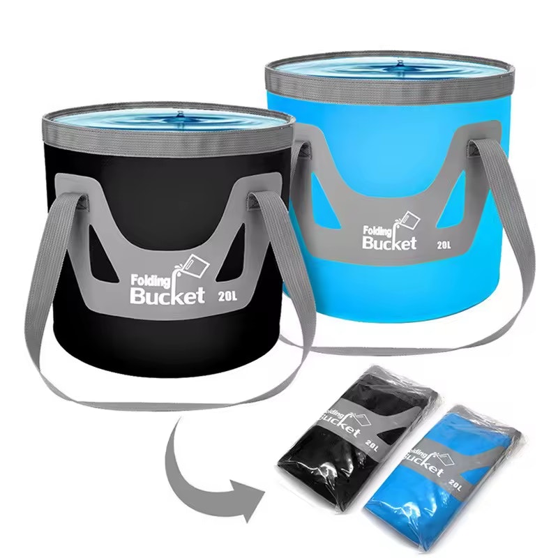 12L PVC Tarpaulin Waterproof Folding Bucket: 2 for $4.32