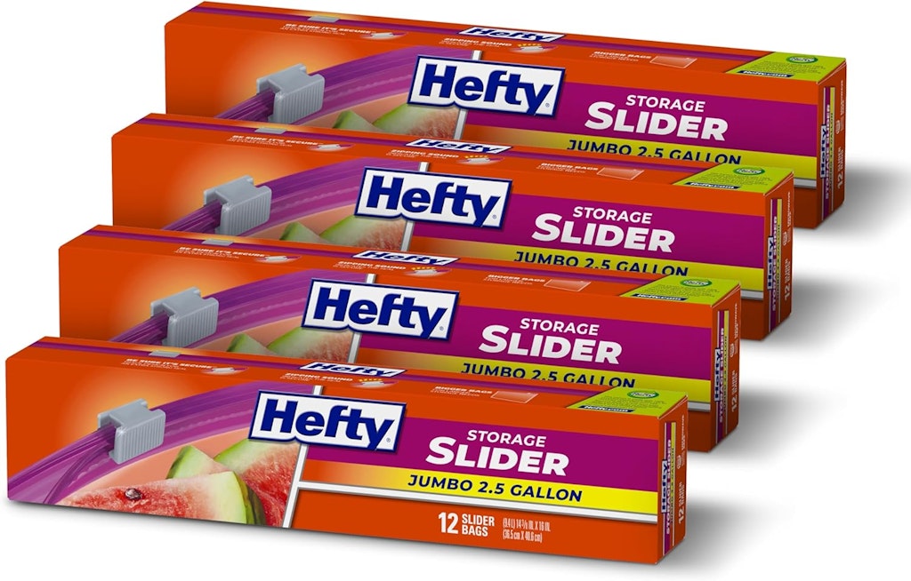 Hefty Slider Jumbo 2.5-Gallon 12-Count Storage Bags 4-Pack: $17 via Sub & Save