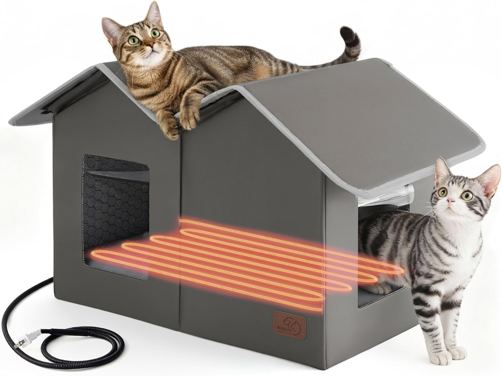 Bedsure Extra Wide Heated Outdoor Cat House: $49.99