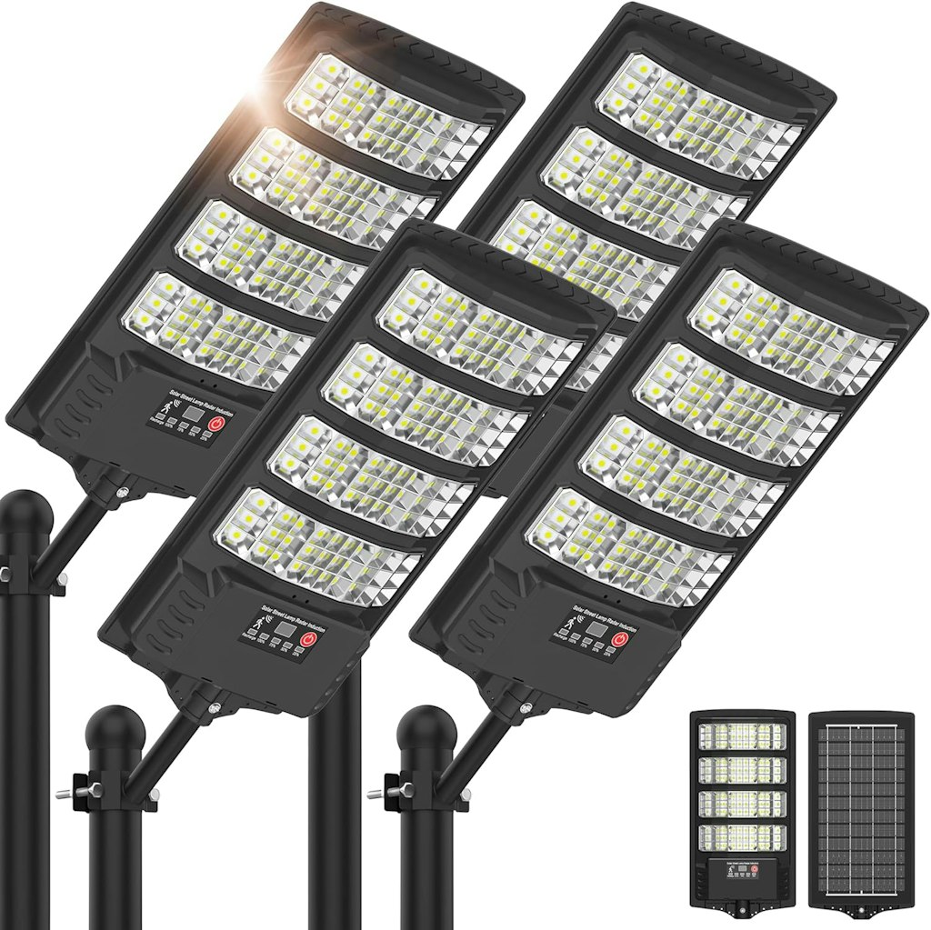 Wywna 5000W Solar Motion Sensor Street Lights 4-Pack: $64.99